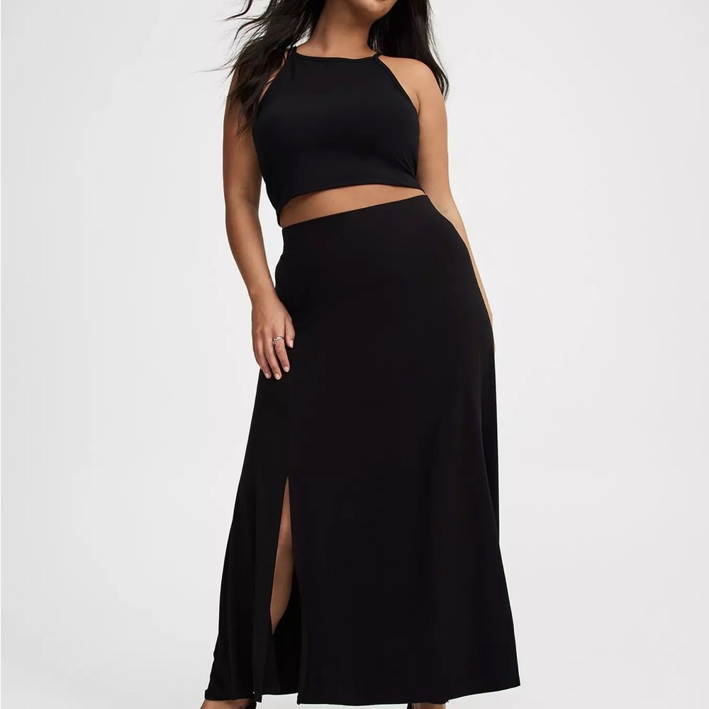 Abound Black Midi A-Line Skirt with Slit